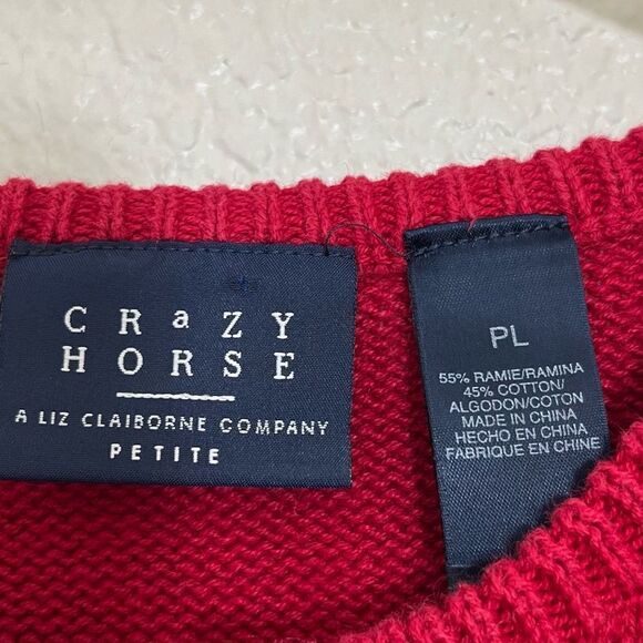 Liz Claiborne Vintage Christmas Sweater Vest Red Knit Embroidered Petite Large - Picture 3 of 12